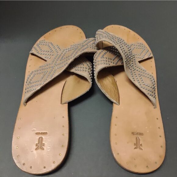 Frye Women's  Brown Ally Deco Crisscross Leather Sandal - Picture 3 of 4